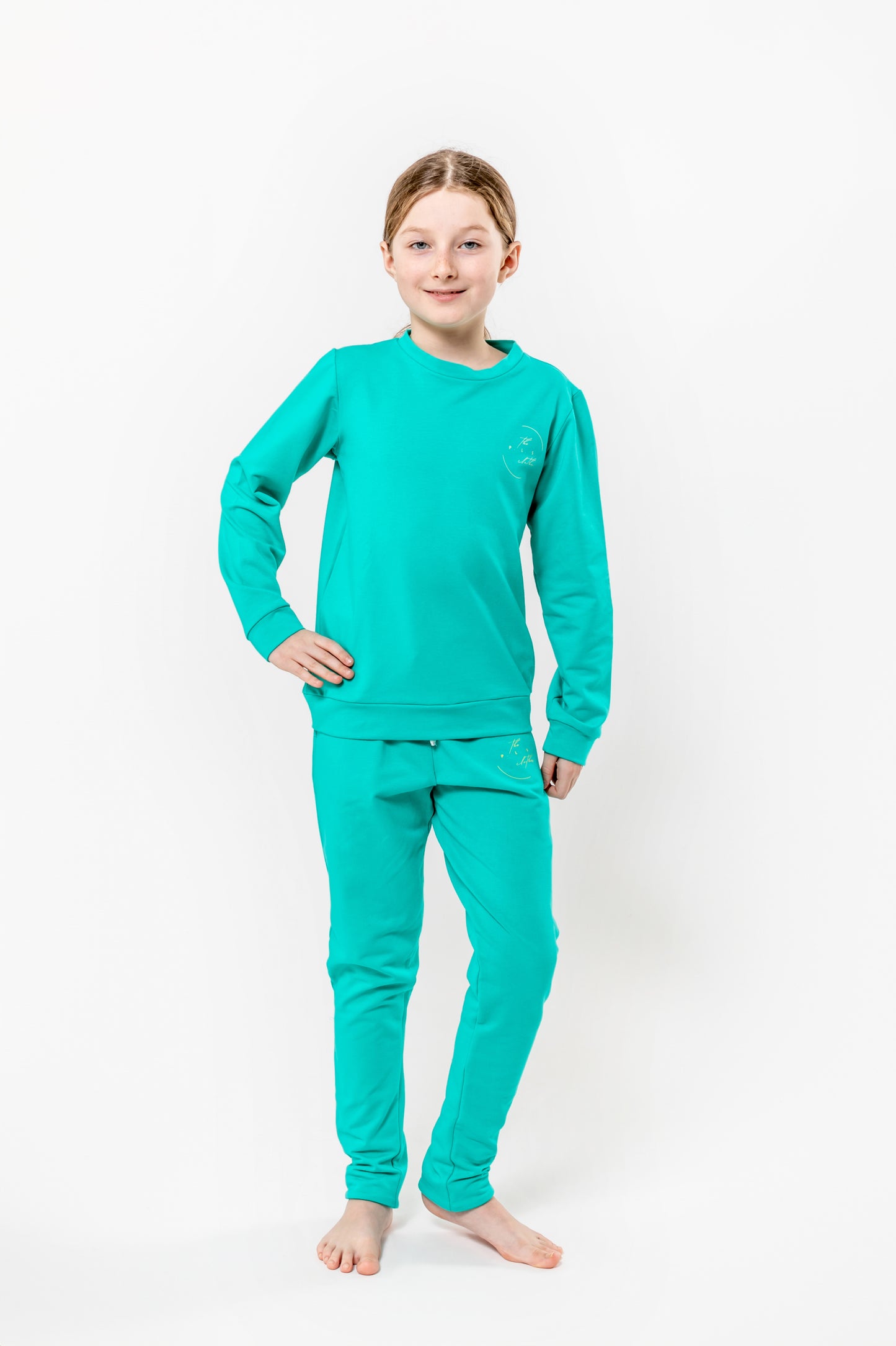 Mikina klasik gymnastka na predlaktí - tyrkysová