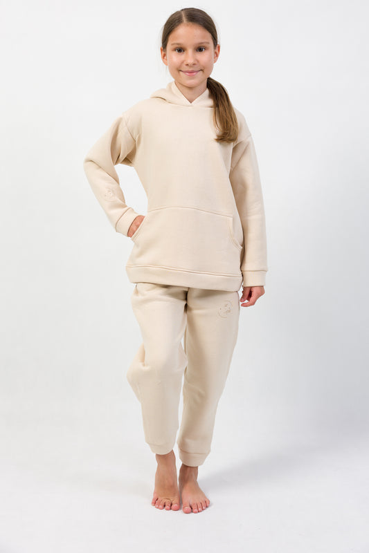 MINI SIGNATURE Beige – dievčenská oversize mikina