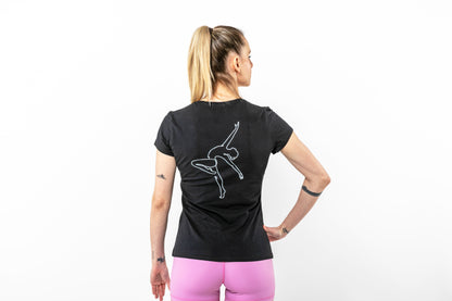 Tričko s krátkym rukávom silueta gymnastky - čierne