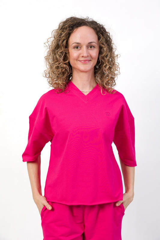 Oversize Vibe – dámske cyklámenové tričko